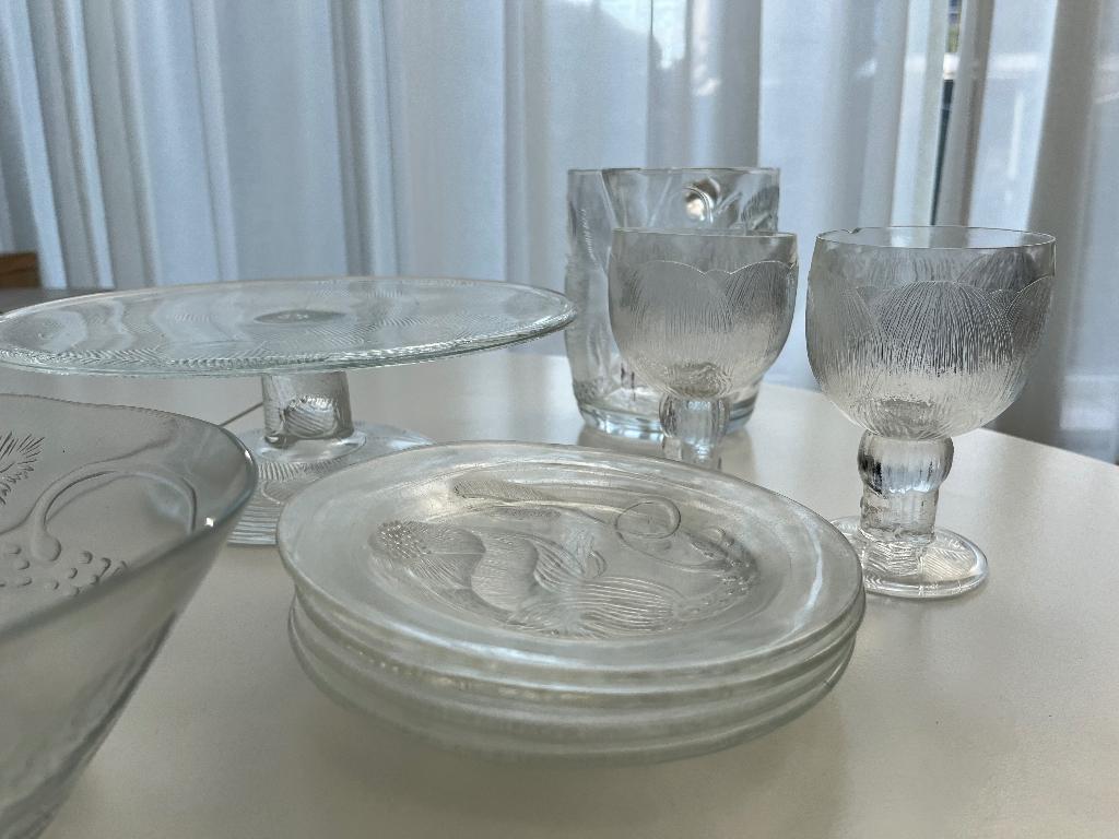 Glazen servies met bloemmotief, Ophalen, Glas of Glazen, Overige stijlen, Glas
