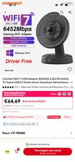 Comfast WiFi 7 USB Adapter BE6500 Tri-band USB3.0, Computers en Software, Netwerkkaarten, Ophalen of Verzenden, Nieuw, Extern