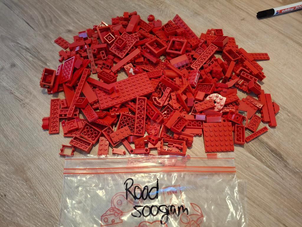 Lego kleur rood. 0,5 kilo, Ophalen of Verzenden, Gebruikt, Losse stenen, Lego