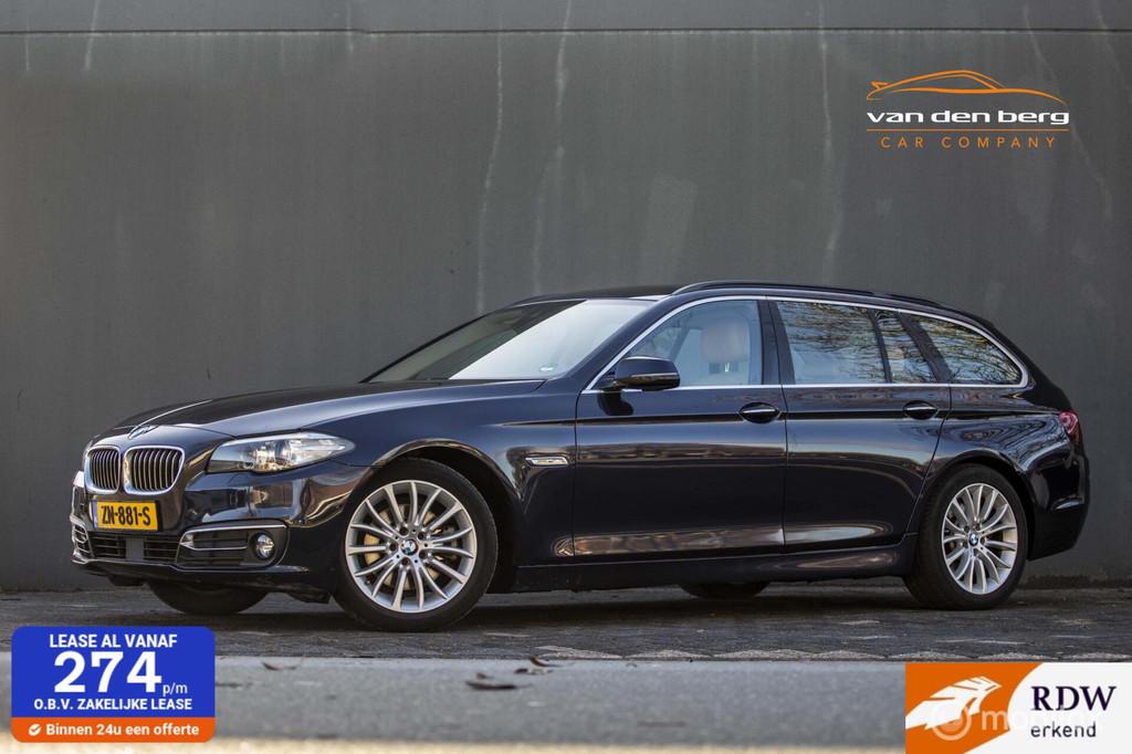 BMW 5-serie Touring 520d Luxury Adaptief leer elec. TH 18'", Auto's, Achterwielaandrijving, 2000 kg, Blauw, Leder