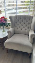 Comfortabele beige fauteuil met oorfauteuil-stijl OLVA MERK, Ophalen of Verzenden, Gebruikt, Stof, 75 tot 100 cm