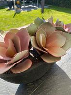 Bloempot met kunstplant - Groene en roze bladeren, Binnen, Kunstplant, Ophalen of Verzenden, Zo goed als nieuw