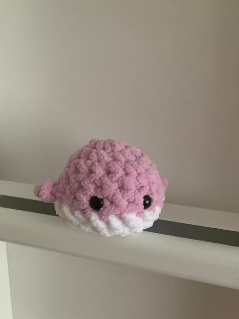 Schattige paarse gehaakte walvis knuffel, Paars, Handgemaakt, Overige typen, Nieuw