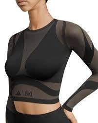 Wolford Adidas Sheer Motion Crop Longsleeve, Maat 38/40 (M), Zwart, Overige typen, Nieuw