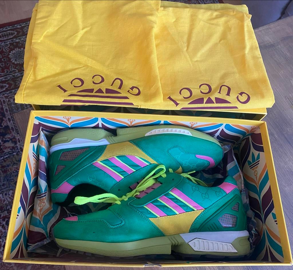Adidas x Gucci ZX 8000 sneakers - Groen monogram, Ophalen of Verzenden, Zo goed als nieuw, Groen, Sneakers of Gympen