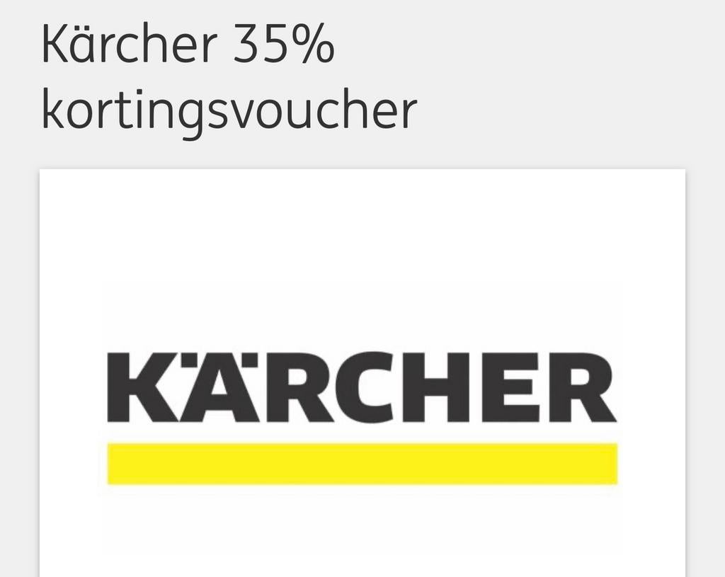 Kortingsvoucher 35% Kärcher, Tickets en Kaartjes, Kortingen en Cadeaubonnen, Eén persoon, Kortingsbon