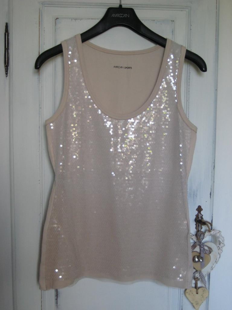 Marc Cain pailletten top roze N5 40/42, Verzenden, Maat 42/44 (L), Zo goed als nieuw, Roze