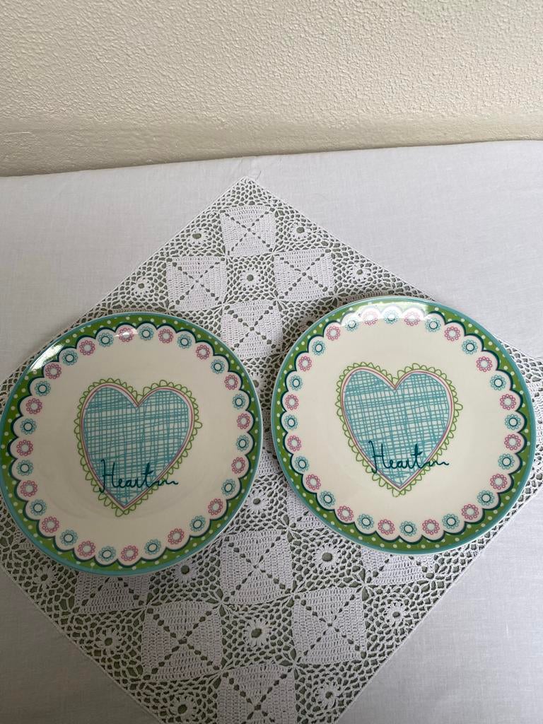 2 lof Juuw bordjes met hart, Keramiek, Nieuw, Ophalen of Verzenden, Bord(en)