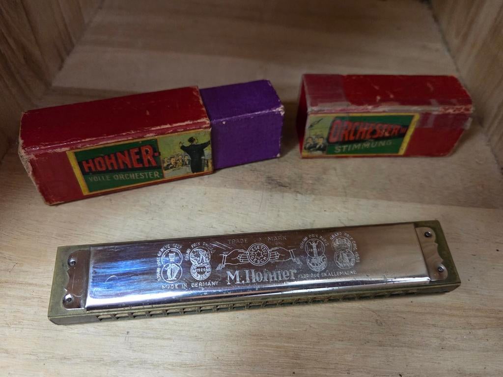 Hohner Volle Orchester mondharmonica, Ophalen of Verzenden, Gebruikt, Met koffer of doosje