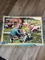 Legpuzzel Schapen scheren 1000 stukjes, Ophalen of Verzenden, 500 t/m 1500 stukjes, Zo goed als nieuw, Legpuzzel