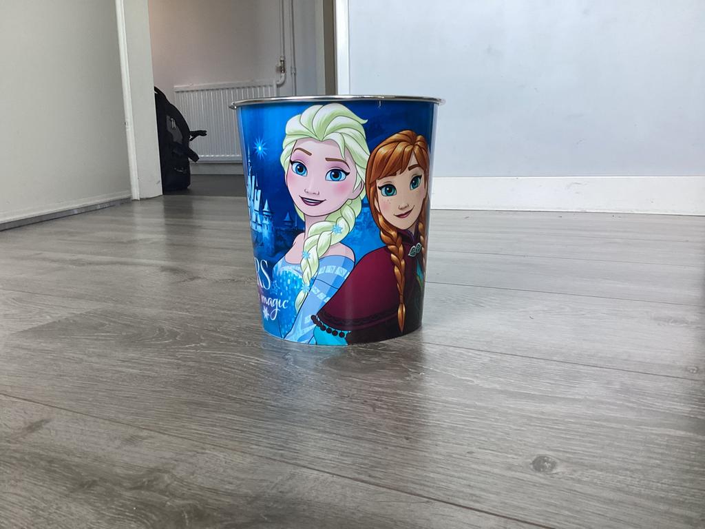 Prullenbak Frozen Elsa en Anna, Ophalen of Verzenden, Overige figuren, Zo goed als nieuw, Overige typen