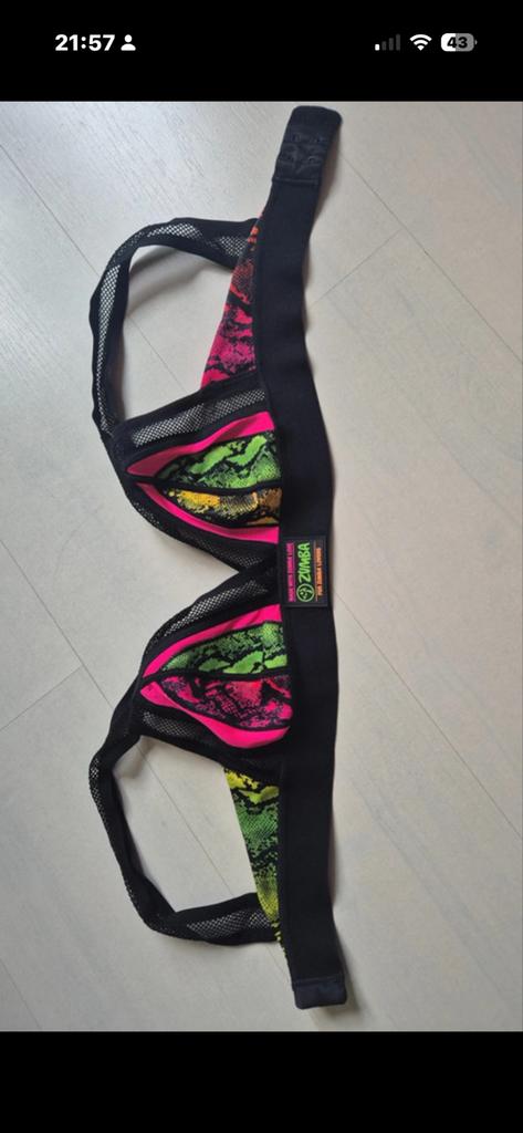 Zumba Sportbeha - Neon Slangenprint, Ophalen of Verzenden, Roze, Maat 34 (XS) of kleiner, Fitness of Aerobics
