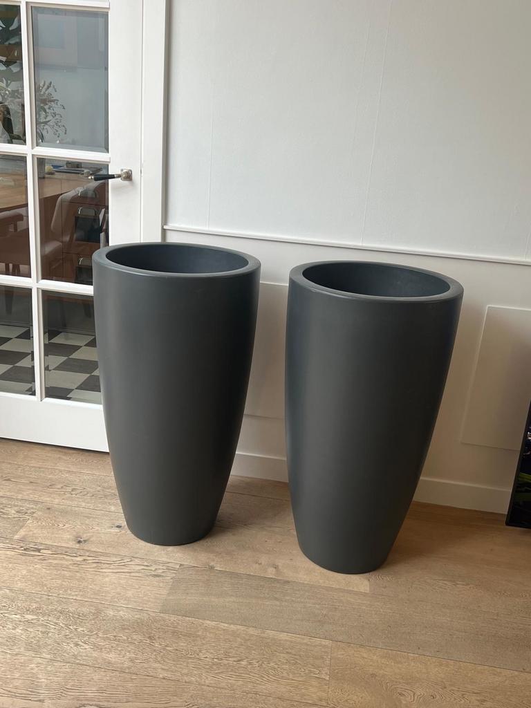 Elho bloempot hoog grijs, Ophalen, Kunststof, Gebruikt, Minder dan 60 cm