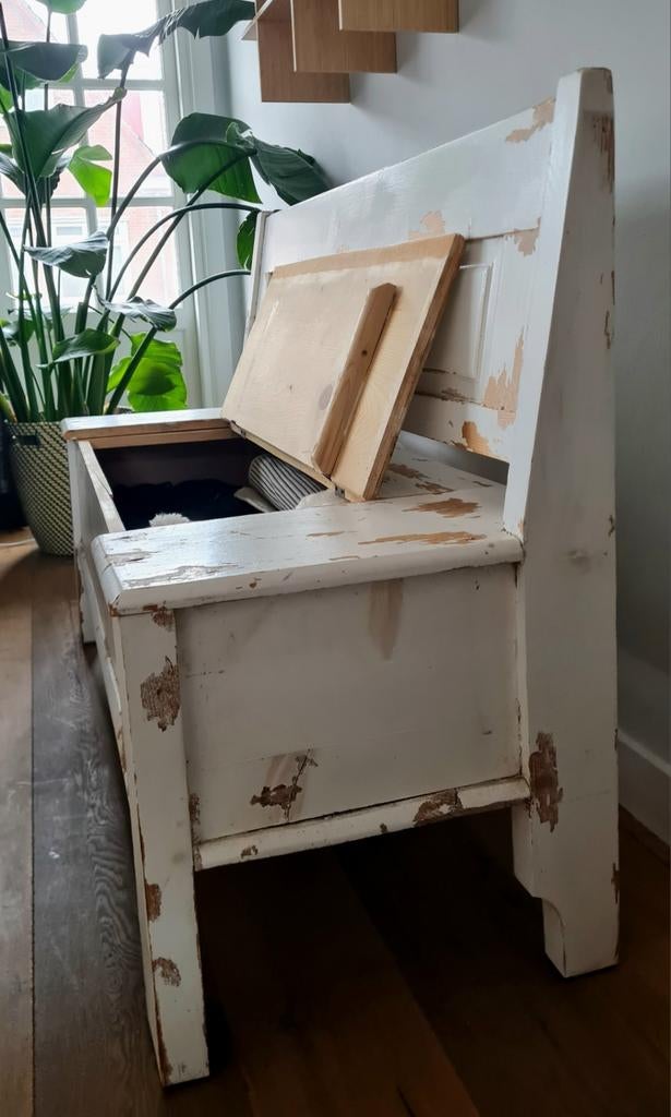 Houten klepbank, Minder dan 75 cm, Tweepersoons, Ophalen of Verzenden, Rechte bank