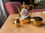 Goudglazuur koffiepot, melkkan en suikerpot, Ophalen of Verzenden
