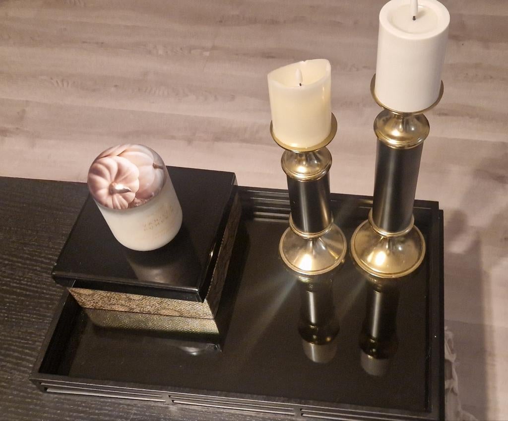 Richmond interieur dienblad met 2 kandelaars, Ophalen, Zo goed als nieuw, Rechthoekig, Metaal