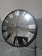 LW Collection Wandklok Elias spiegel Zwart Grijs 60 cm, Ophalen of Verzenden