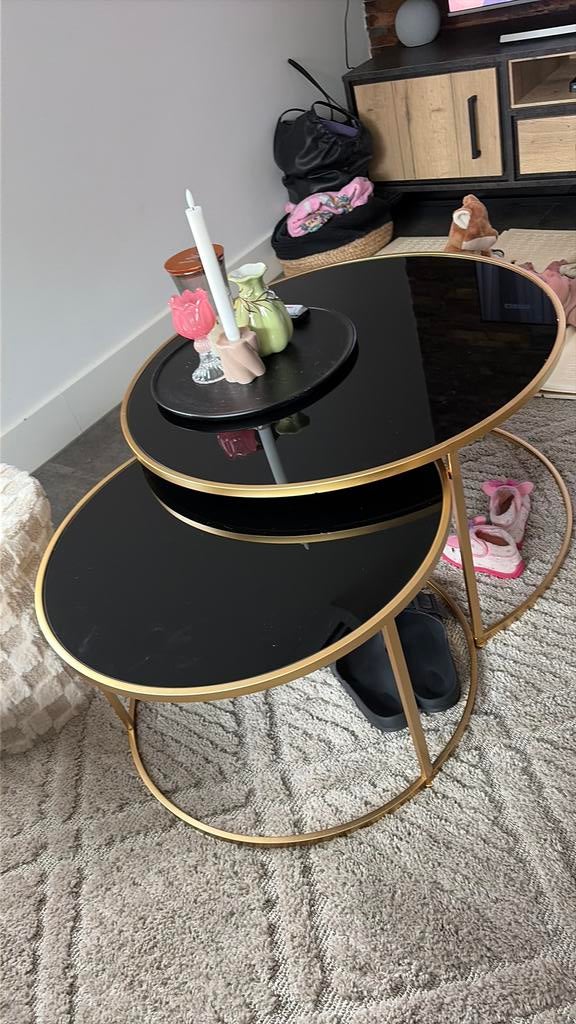 Salontafels rond, Huis en Inrichting, Tafels | Salontafels, Kunststof, Gebruikt, 50 tot 100 cm, Rond