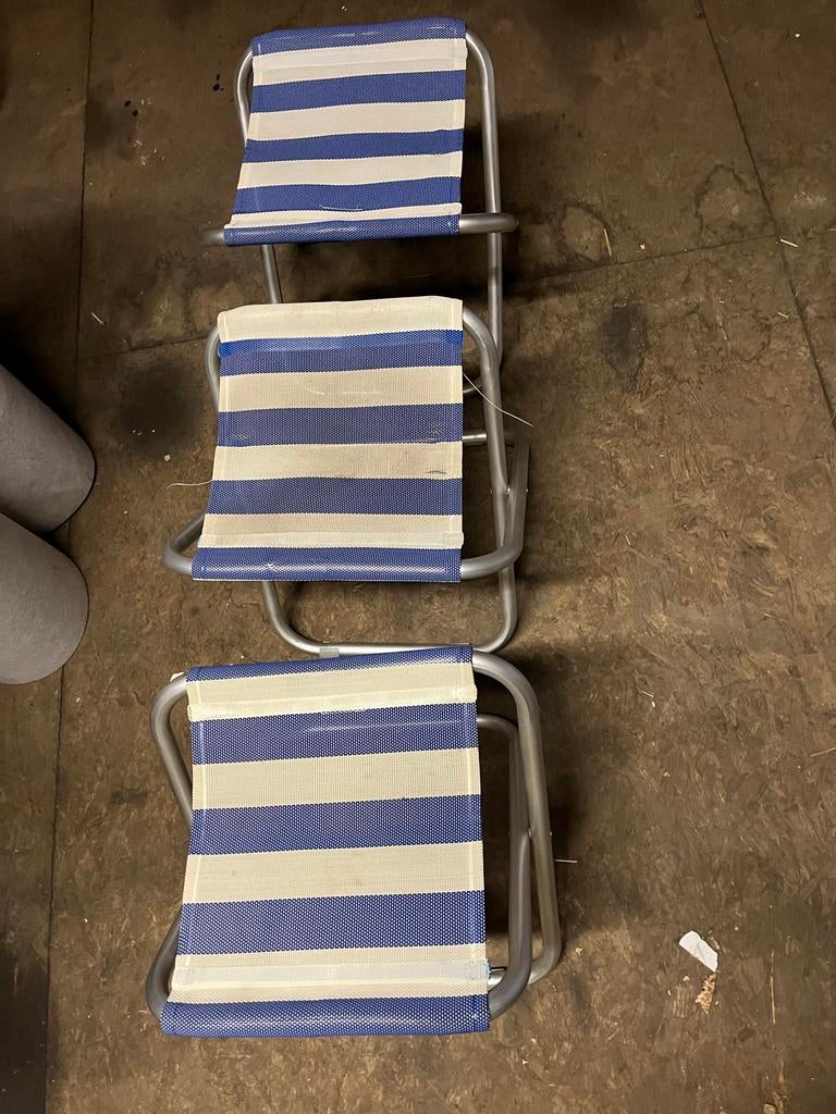 Set van 3 opvouwbare krukjes - ideaal voor camping/strand, Caravans en Kamperen, Kampeeraccessoires, Ophalen of Verzenden, Gebruikt