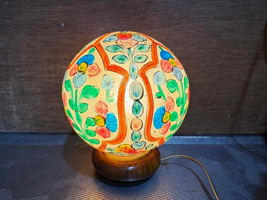 Marokkaans camelenleer tafellampje, Huis en Inrichting, Lampen | Tafellampen, Ophalen of Verzenden, Zo goed als nieuw, Minder dan 50 cm