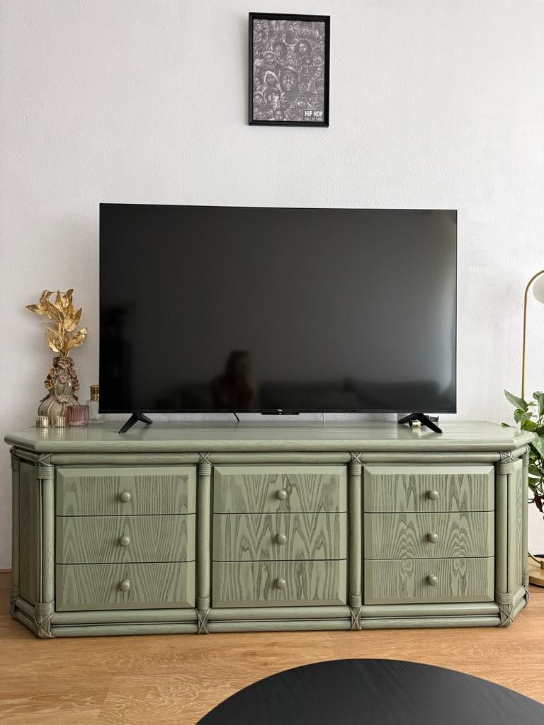 Klassiek houten dressoir - Groen, Huis en Inrichting, Kasten | Dressoirs, Ophalen, Gebruikt, 150 tot 200 cm, Met lade(s)