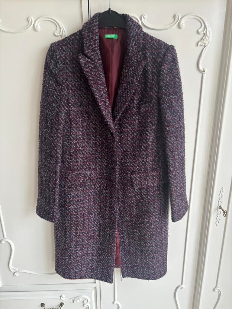 Nieuw Bordeaux mantel jas Benetton maat 36, Kleding | Dames, Jassen | Winter, Ophalen of Verzenden, Nieuw, Maat 36 (S), Rood