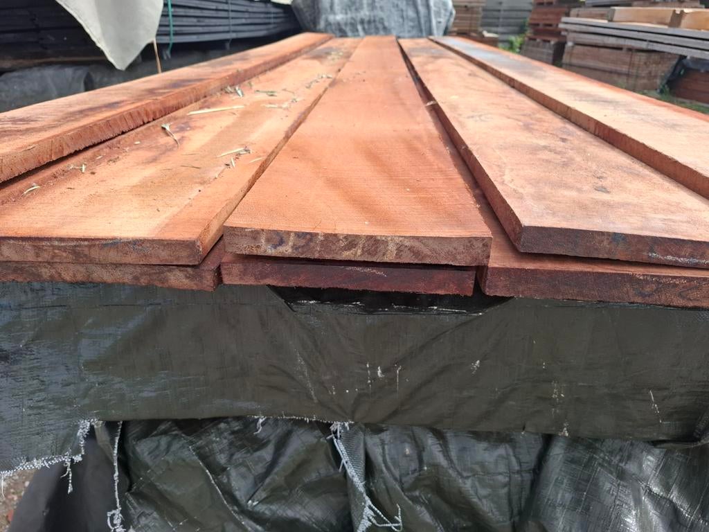 Partij 13 st hardhout beschoeiing planken 250x20 bezorgen mo, Ophalen, Planken, Nieuw, Hardhout