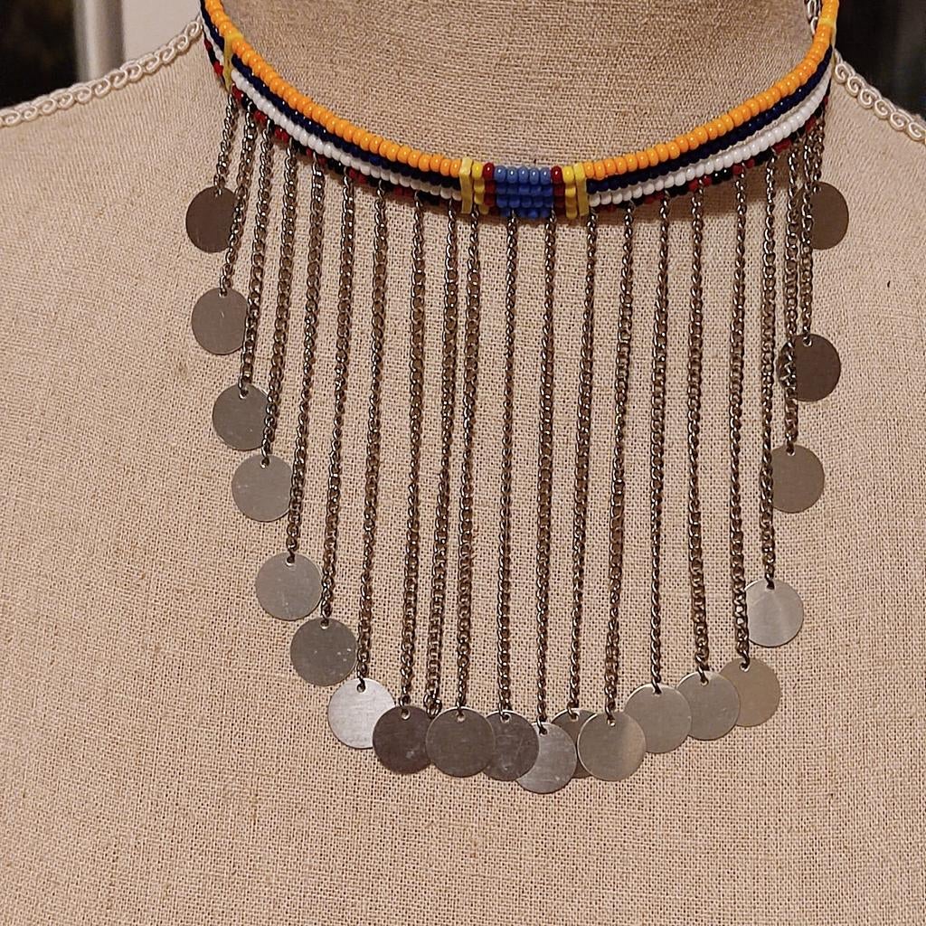 traditionele Masai-ketting / etnische choker, Ophalen of Verzenden, Blauw, Overige materialen, Met hanger