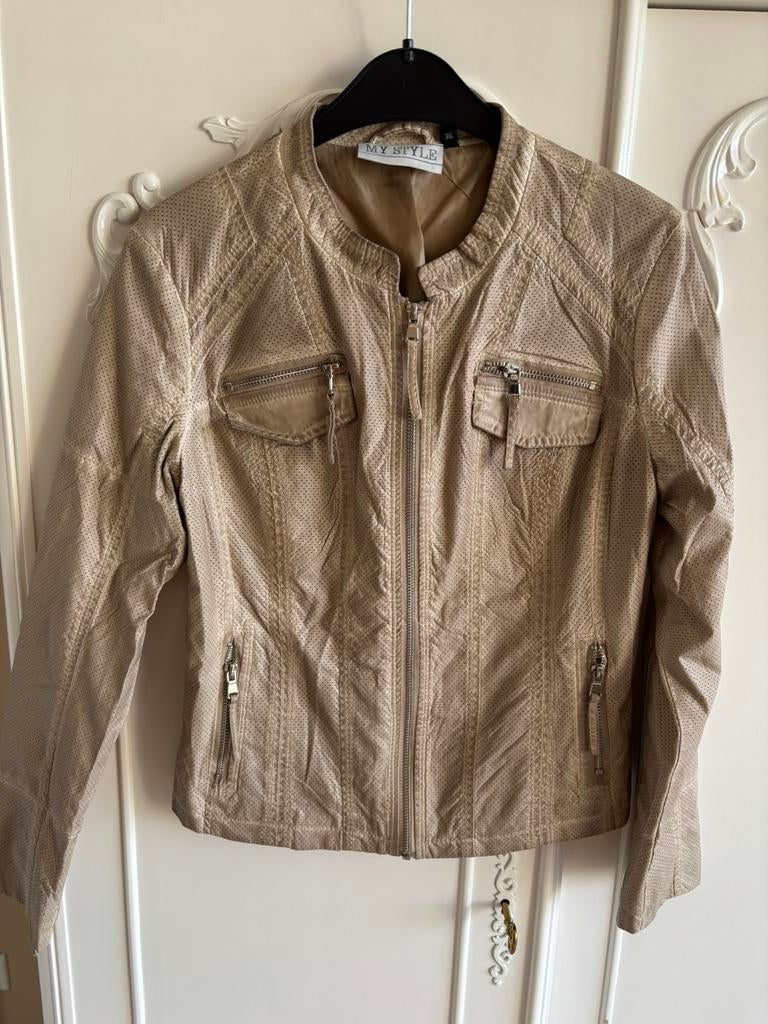 Nieuw beige leer look jasje My Style maat 36, Ophalen of Verzenden, Nieuw, Maat 36 (S), Beige