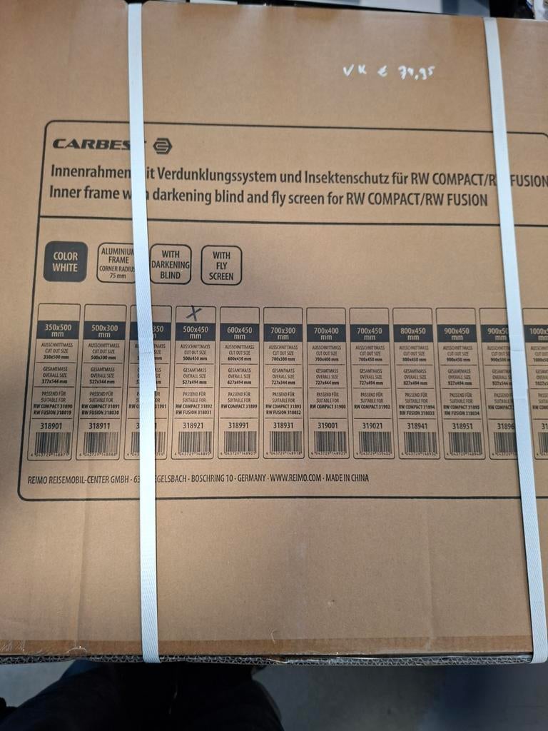 Nieuw uitstelraam Carbest Reimo 500x450 met verduistering, Ophalen of Verzenden, Nieuw
