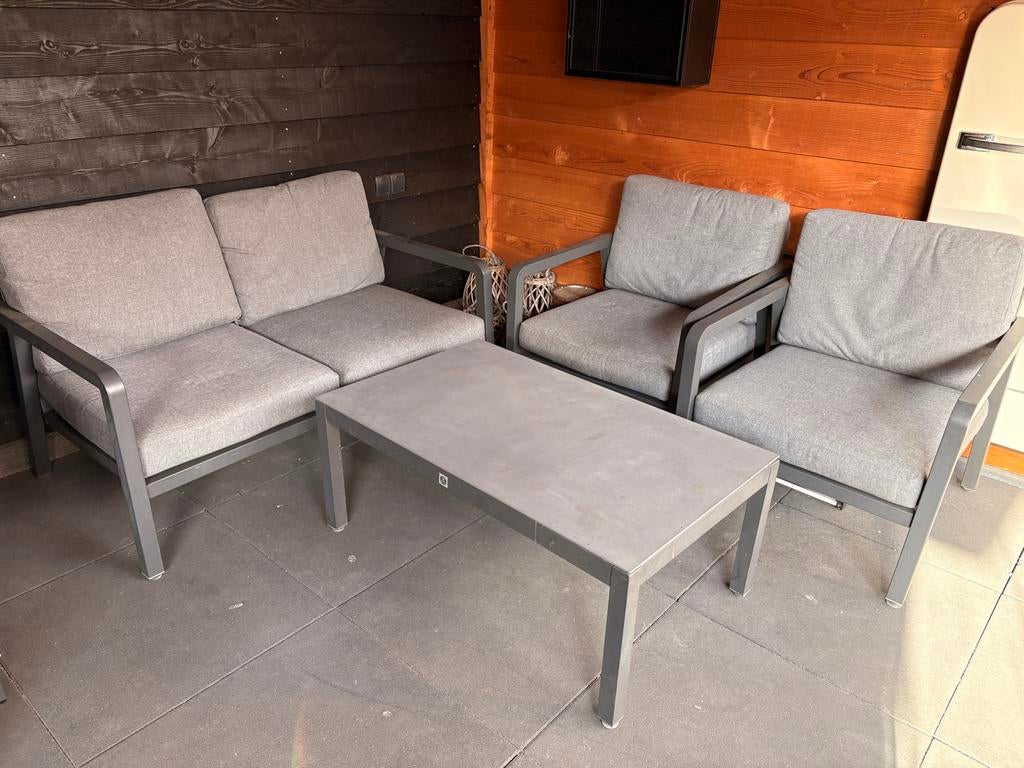 Tuinset voor Buiten - Grijs Aluminium T.E.A.B, Tuin en Terras, Tuinsets en Loungesets, Gebruikt, Tuinset, Aluminium, 4 zitplaatsen