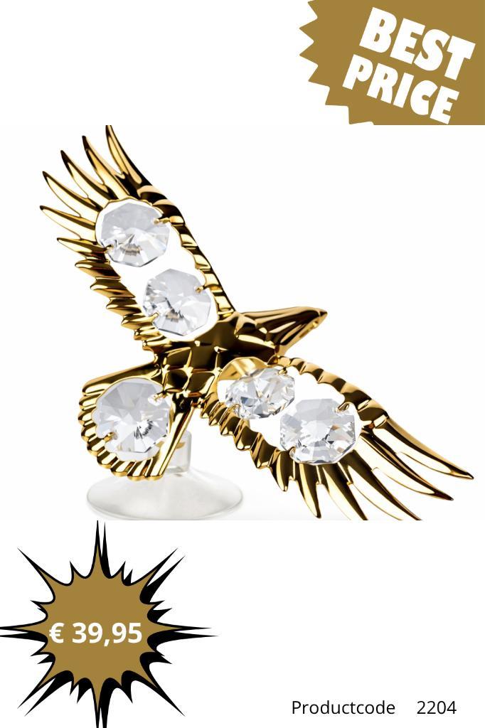 24K Vergulde Beeldjes met Kristal – Luxe Cadeau, Huis en Inrichting, Woonaccessoires | Overige, Nieuw, Metaal, Goud, Modern, Verzenden