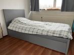Ikea Malm eenpersoons bed, grijs met lades, Ophalen, 90 cm, Eenpersoons, Zo goed als nieuw