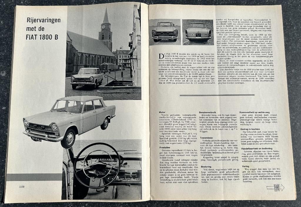 Fiat 1800 B test in Autokampioen 1967, Gelezen, Ophalen of Verzenden, Autokampioen, Overige merken
