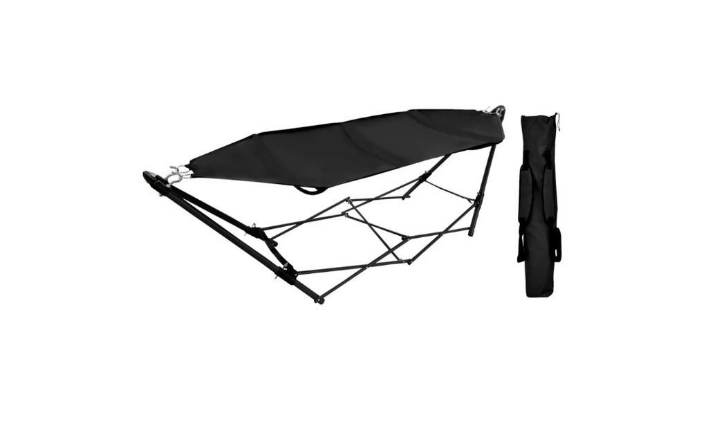 Te koop opvouwbare hangmat met(opberg)draagzak en standaard., Tuin en Terras, Hangmatten, Ophalen, Zo goed als nieuw