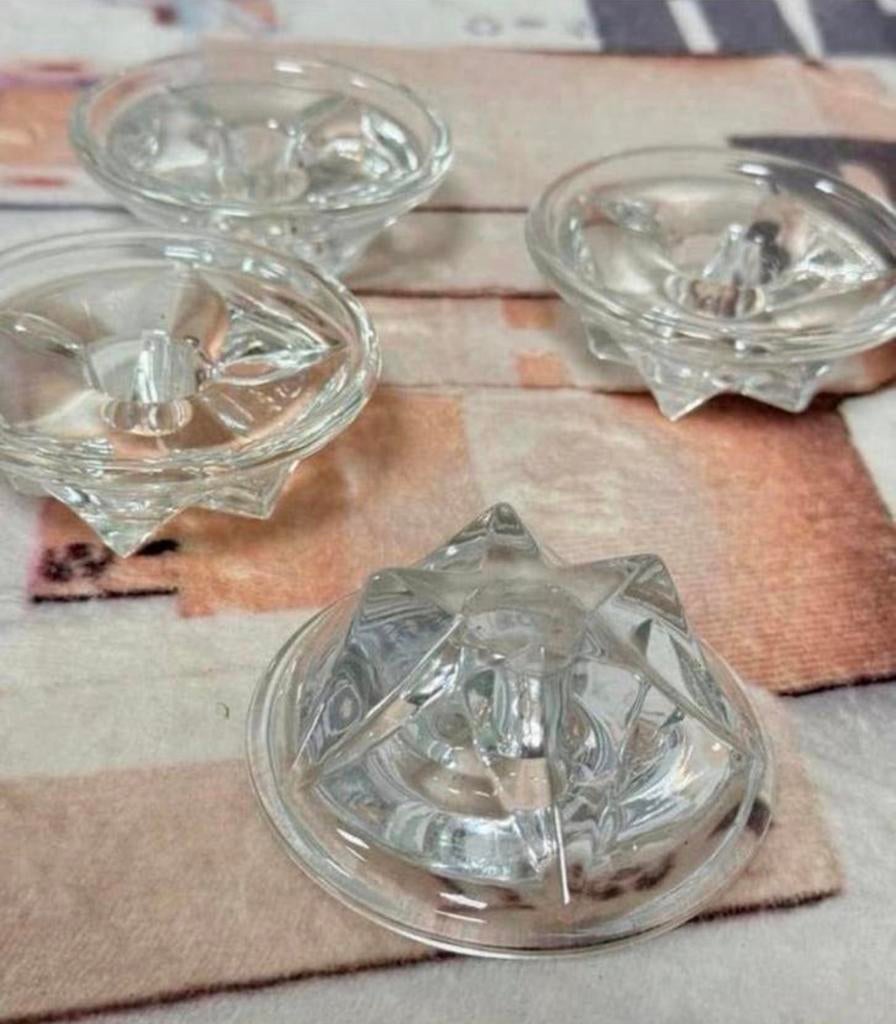 4x glazen kandelaars kaarsenhouders kaarsenhouder vintage, Antiek en Kunst, Antiek | Kandelaars, Ophalen of Verzenden, Glas