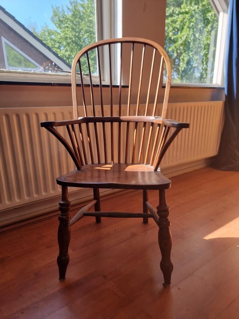 Antieke Windsor stoel van massief hout, Ophalen