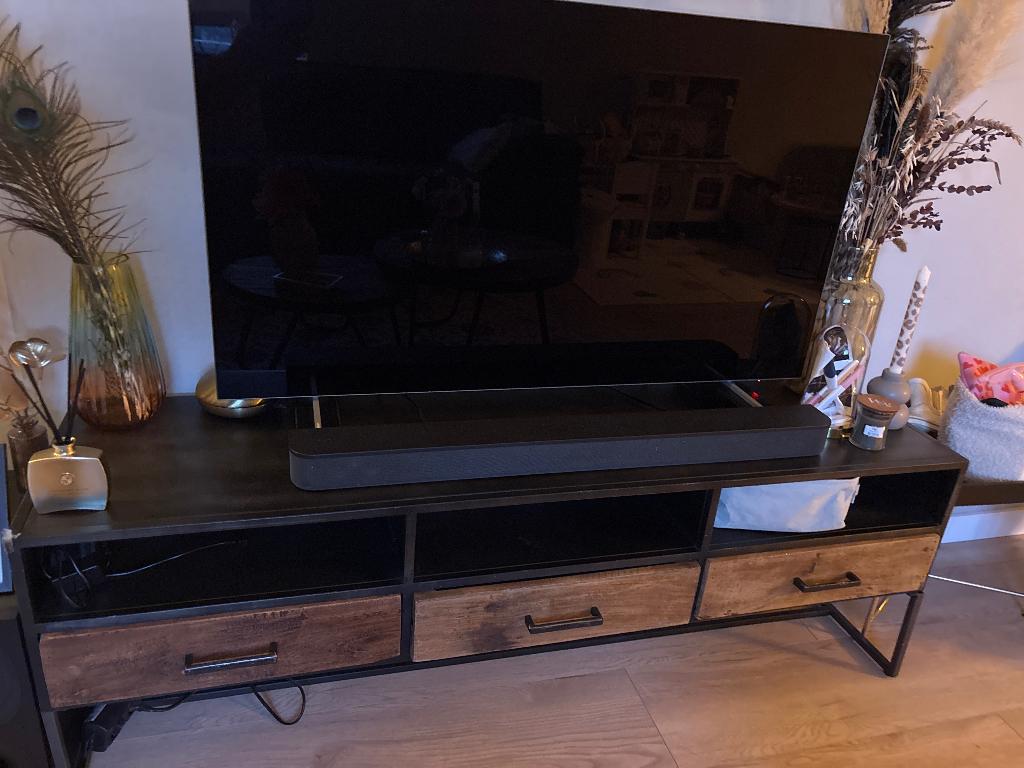 Tv meubel haco industrieel, Huis en Inrichting, Kasten | Televisiemeubels, Ophalen, Gebruikt, Minder dan 100 cm, Eikenhout