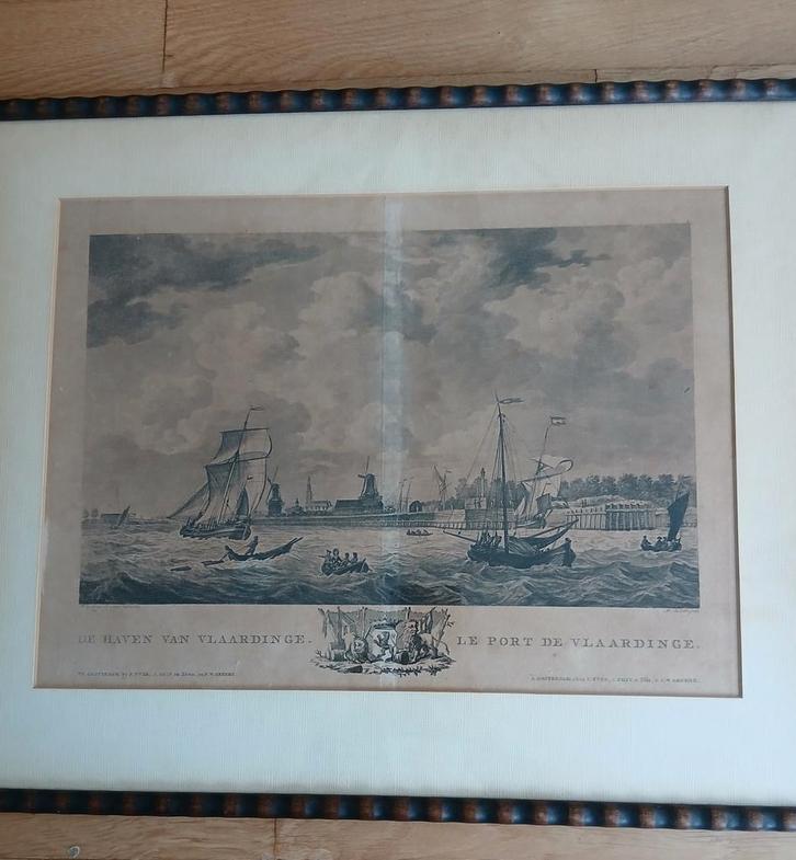 Kopergravure De Haven van Vlaardingen 1780, Antiek en Kunst, Kunst | Etsen en Gravures, Ophalen of Verzenden