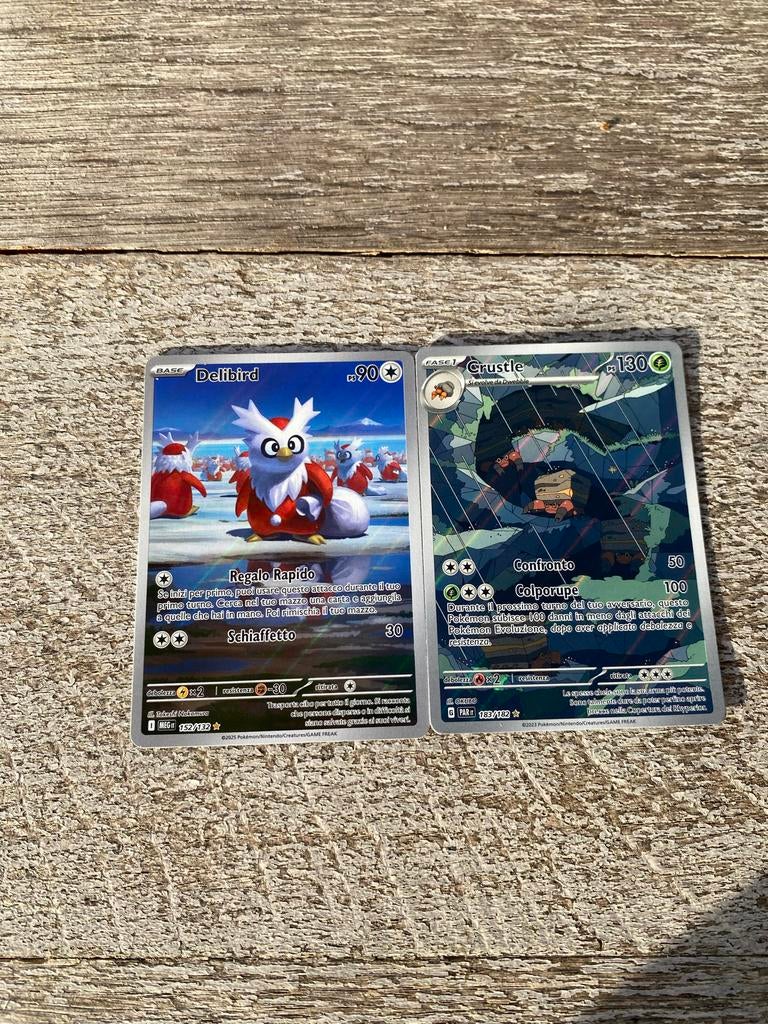 Zeldzame Pokémon Kaarten: Delibird & Crustle, Ophalen of Verzenden, Zo goed als nieuw, Losse kaart, Foil