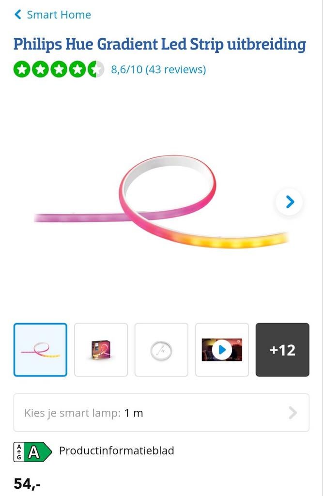 2 x Philips Hue Gradient LED Strip Uitbreiding (1 meter), Ophalen of Verzenden, Gebruikt