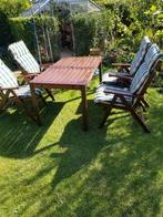 Hardhouten lounge tuinstoelen tuinset, Ophalen, Gebruikt, Hout, Verstelbaar