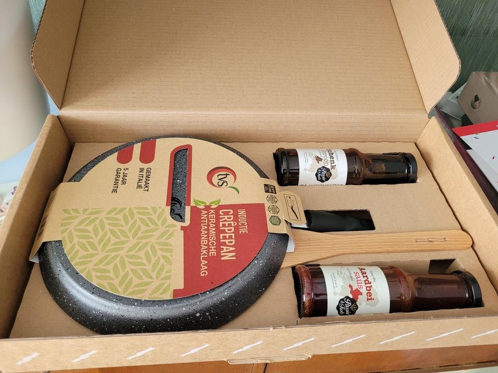 Postcodeloterij pannenkoeken pan met mix, sauzen en spatel, Overige materialen, Inductieplaat, Nieuw, Ophalen of Verzenden