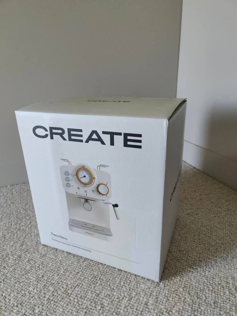 CREATE Thera Retro Espressomachine - Zo goed als nieuw, Witgoed en Apparatuur, Koffiezetapparaten, Espresso apparaat, Gemalen koffie