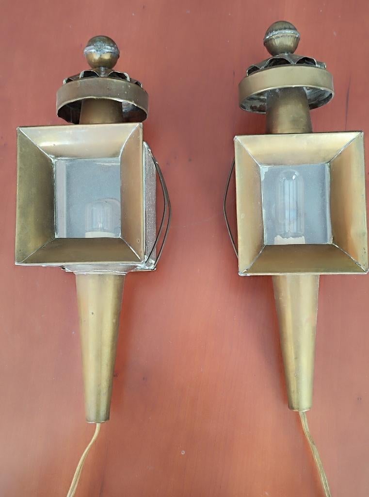 2 antieke koetslampen / fiacre-lantaarns – 19e eeuw, Ophalen of Verzenden