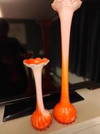 Vintage oranje vazen, Ophalen, Oranje, Minder dan 50 cm, Glas