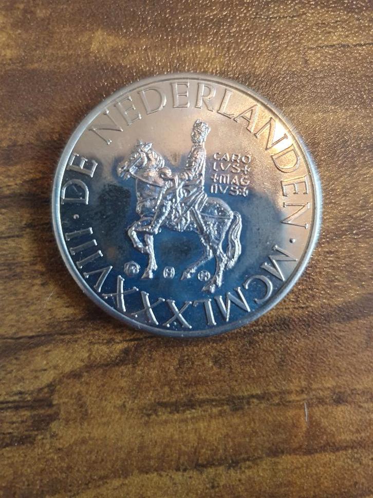 1 ECU 1988 - Karel de Grote, Postzegels en Munten, Penningen en Medailles, Overige materialen, Nederland, Ophalen of Verzenden