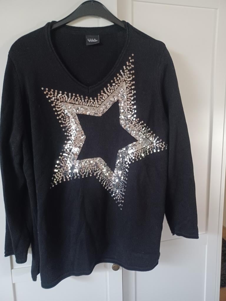 Ulla Popken Trui maat 46/48 met pailletten nieuwstaat, Zwart, Maat 46/48 (XL) of groter, Ulla Popken, Ophalen of Verzenden
