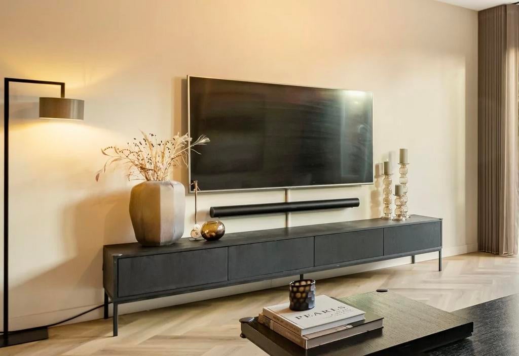 Tv Meubel zwart 240cm zen lifestyle, Huis en Inrichting, Kasten | Televisiemeubels, Ophalen, Zo goed als nieuw, 200 cm of meer