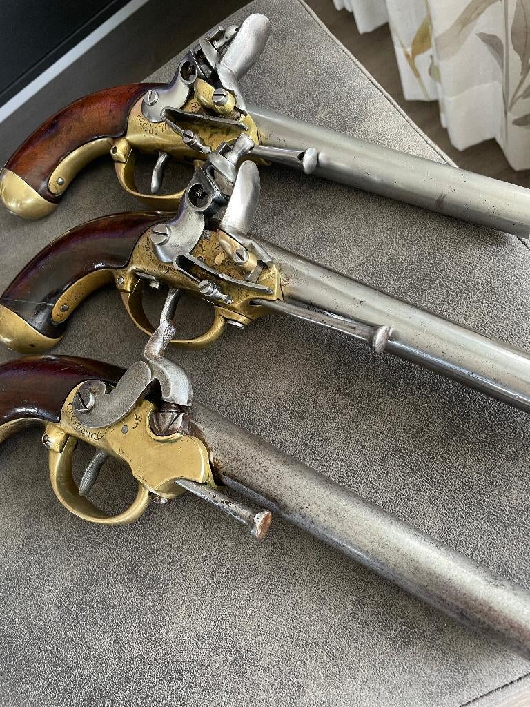 Te koop, 3dlg set, zeer antieke pistolen, M1777., Ophalen of Verzenden